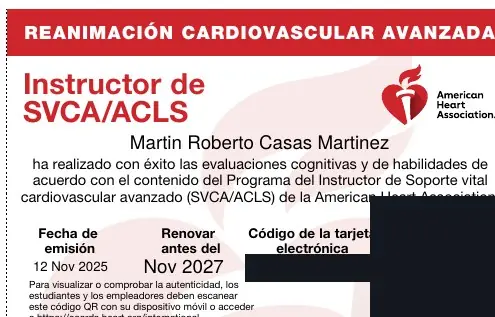 Imagen del documento: Instructor de Soporte Vital Cardiovascular Avanzado (SVCA/ACLS)