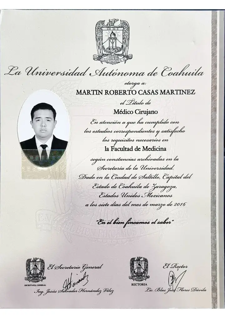 Imagen del documento: Título de Médico Cirujano